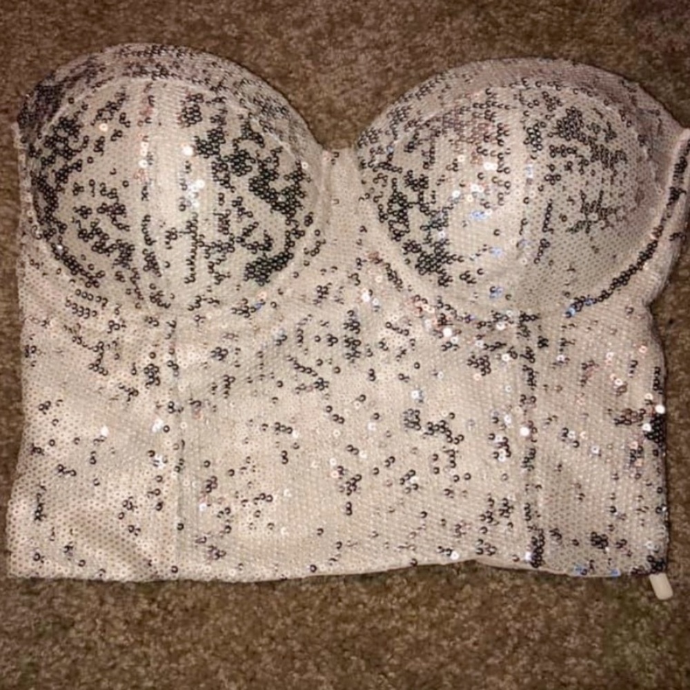 Glamorous Sequined Bustier Crop Top
